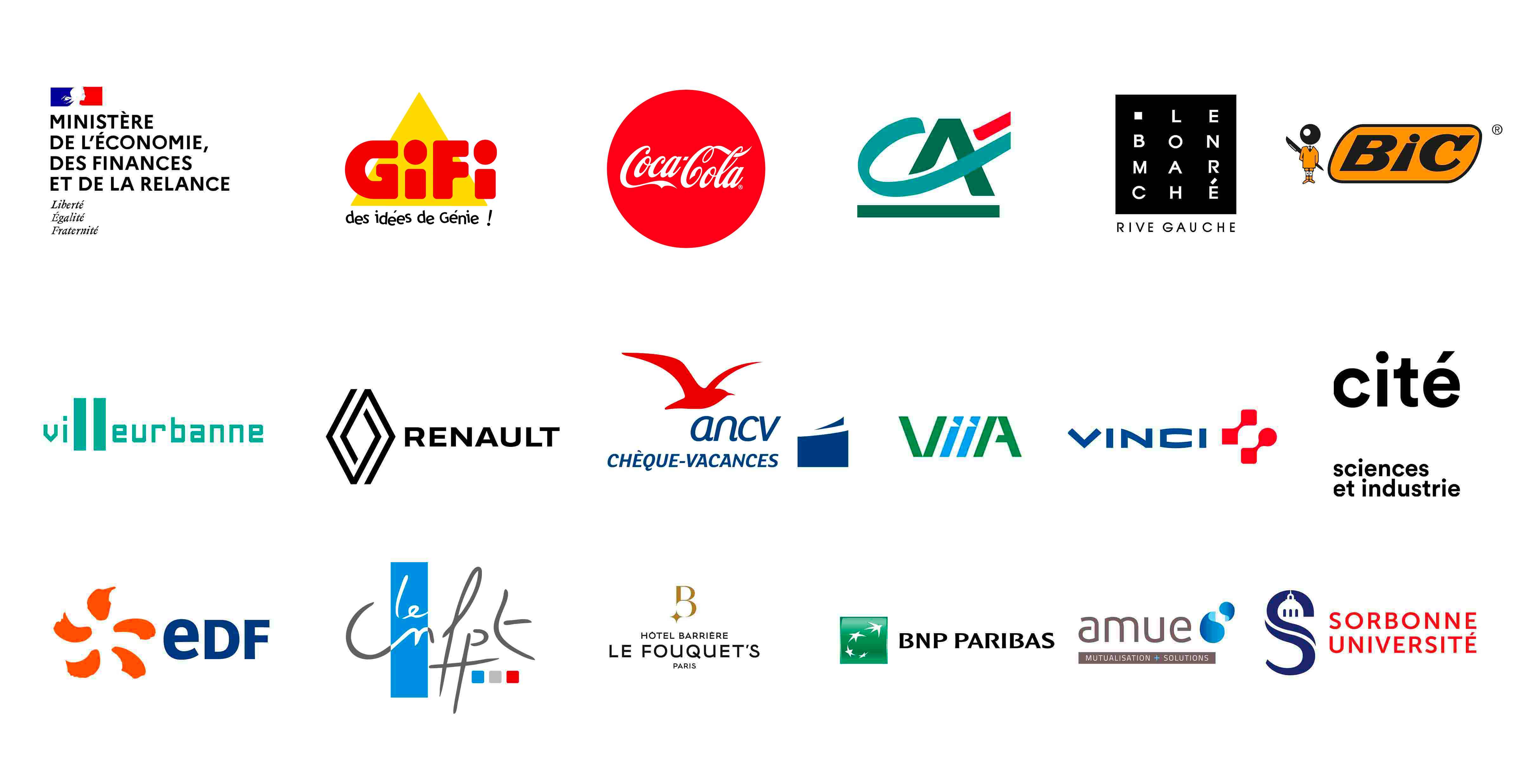 Il y a des logos d entreprises qui ont participé à code climat comme les ministère des finance, bic, edf, la sorbonne université